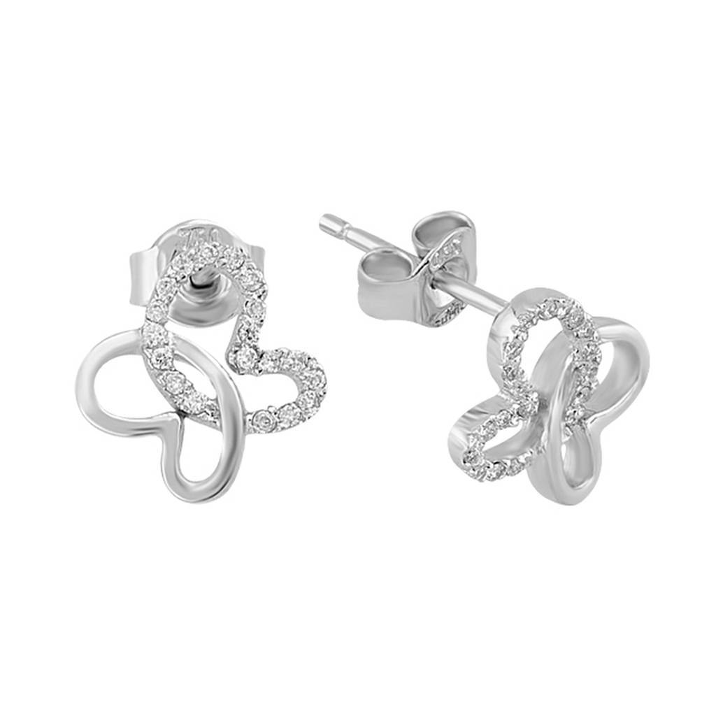 Diamond Double Heart Stud Earrings