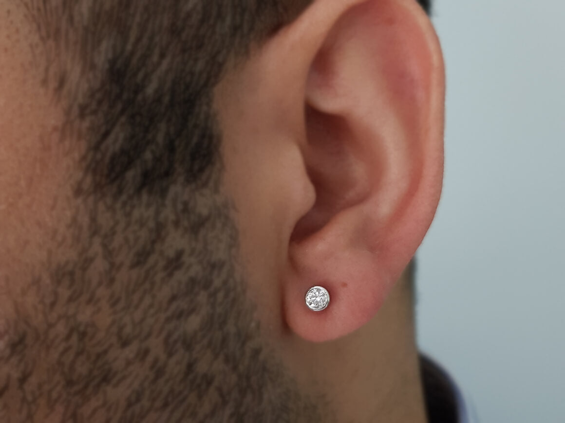 0.18 Carat Diamond Solitaire Men's Stud Earrings