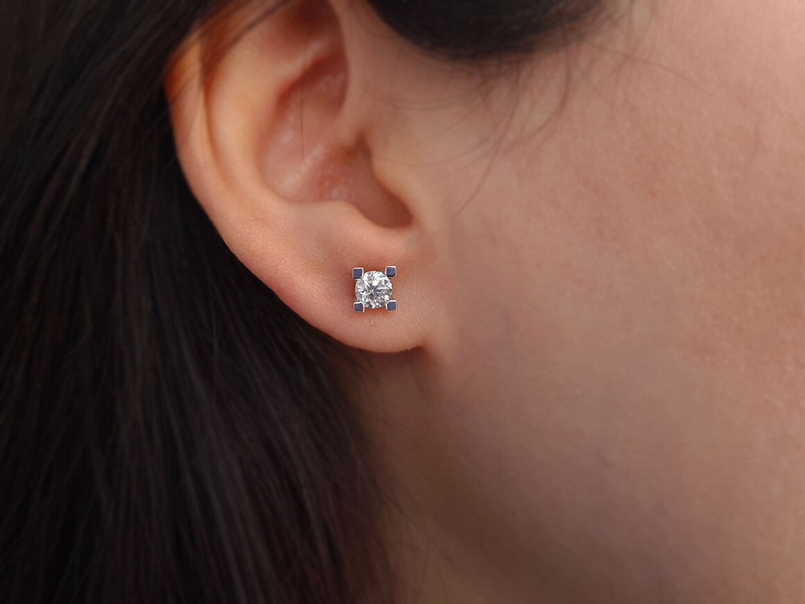 Boucles d'oreilles solitaires diamant 1,02 carat