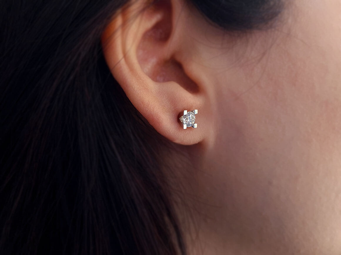 Boucles d'oreilles solitaires diamant 1,02 carat