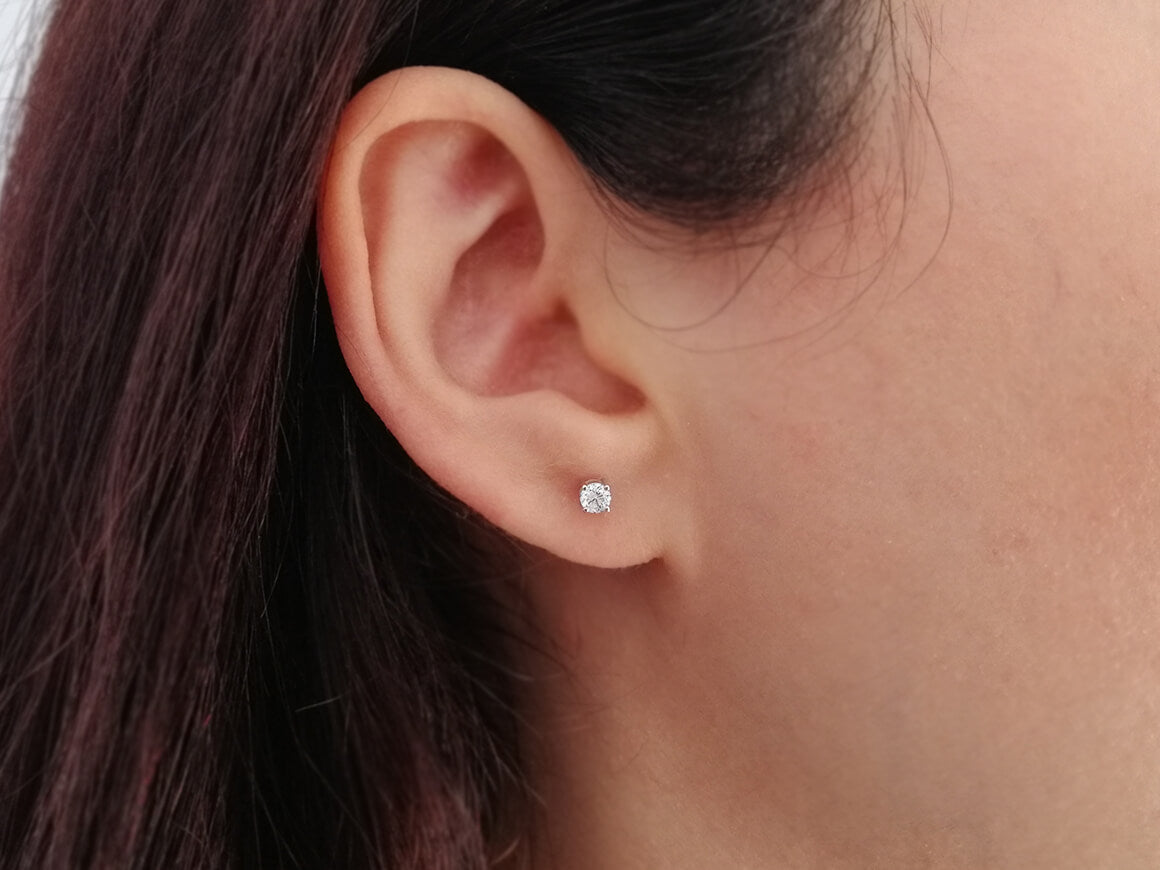 Boucles d'oreilles solitaires diamant 0,24 carat