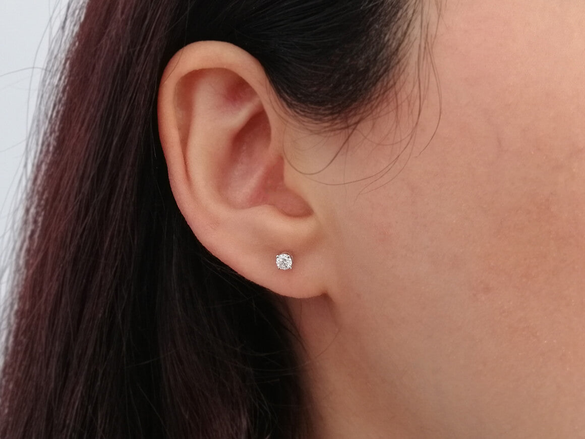 Boucles d'oreilles solitaires diamant 0,24 carat