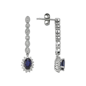 Boucles d'oreilles élégantes en diamant et saphir ovale