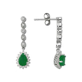 Diamond and Drop Emerald Tennis Earrings