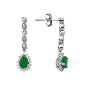 Diamond and Drop Emerald Tennis Earrings