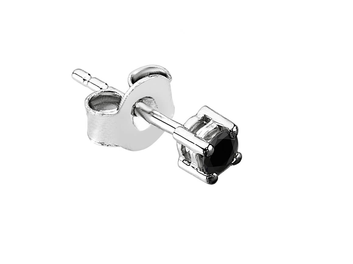 0.12 Carat Black Diamond Solitaire Men's Stud Earrings