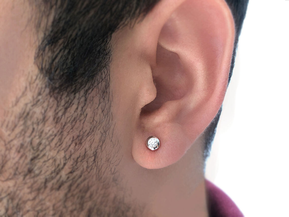 0.11 Carat Solitaire Diamond Men's Earrings