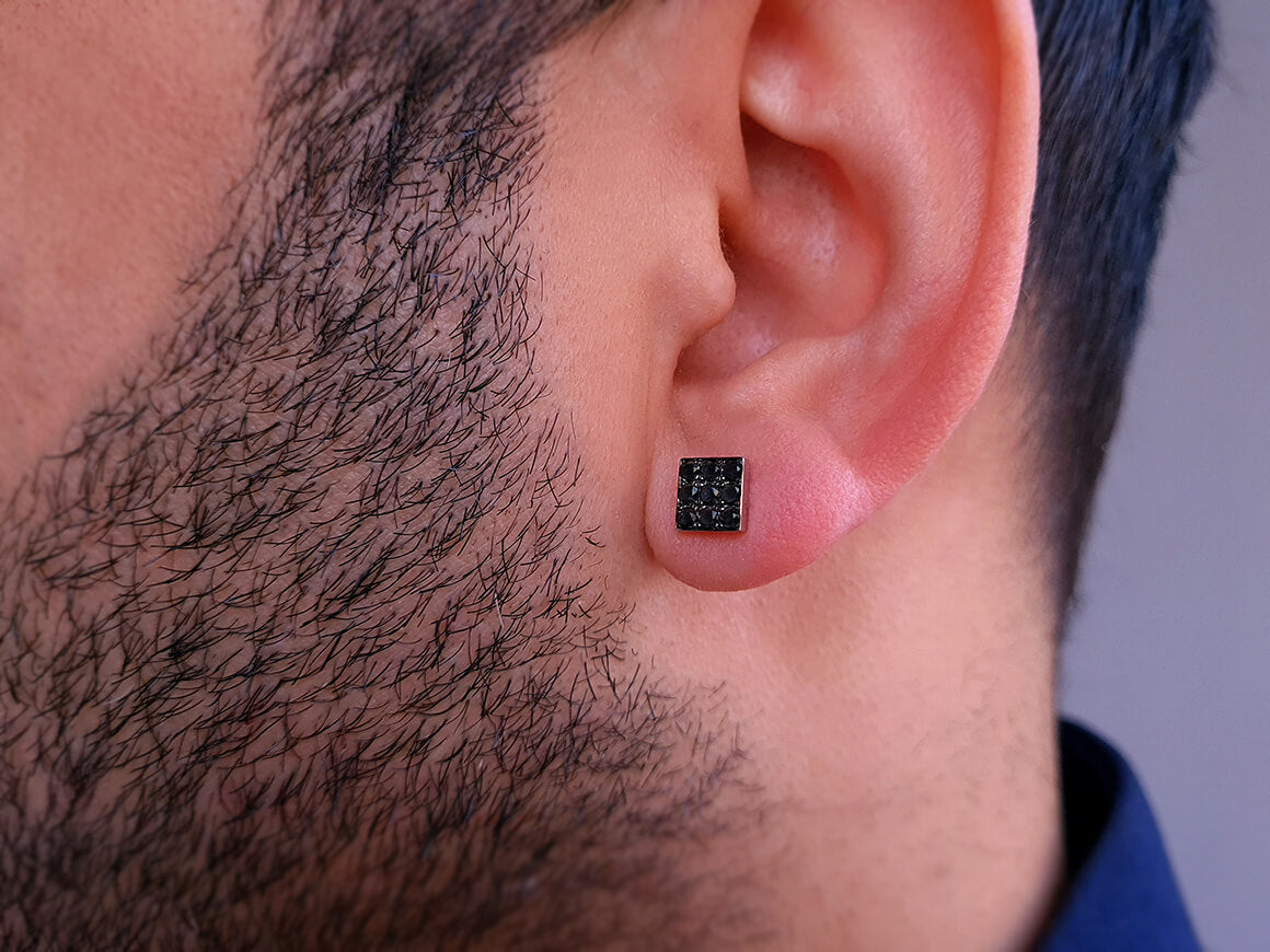 Black Diamond Square Men's Stud Earrings