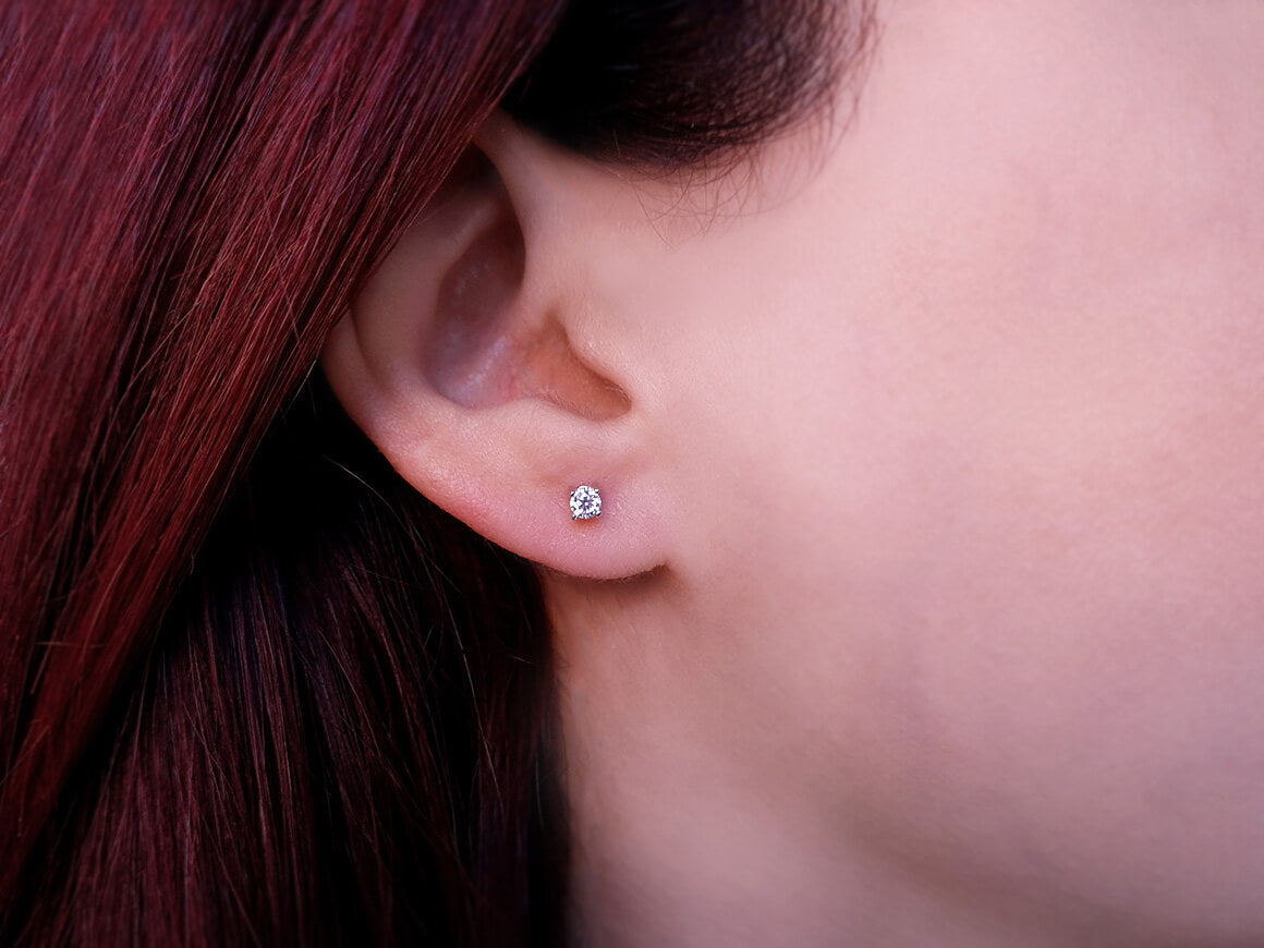 Boucles d'oreilles solitaires diamant 0,22 carat