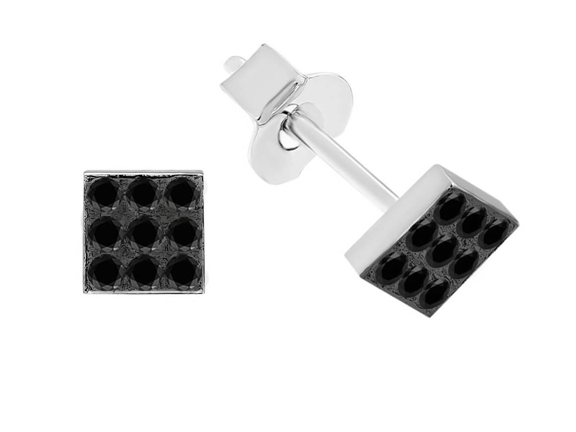 Black Diamond Square Stud Earrings