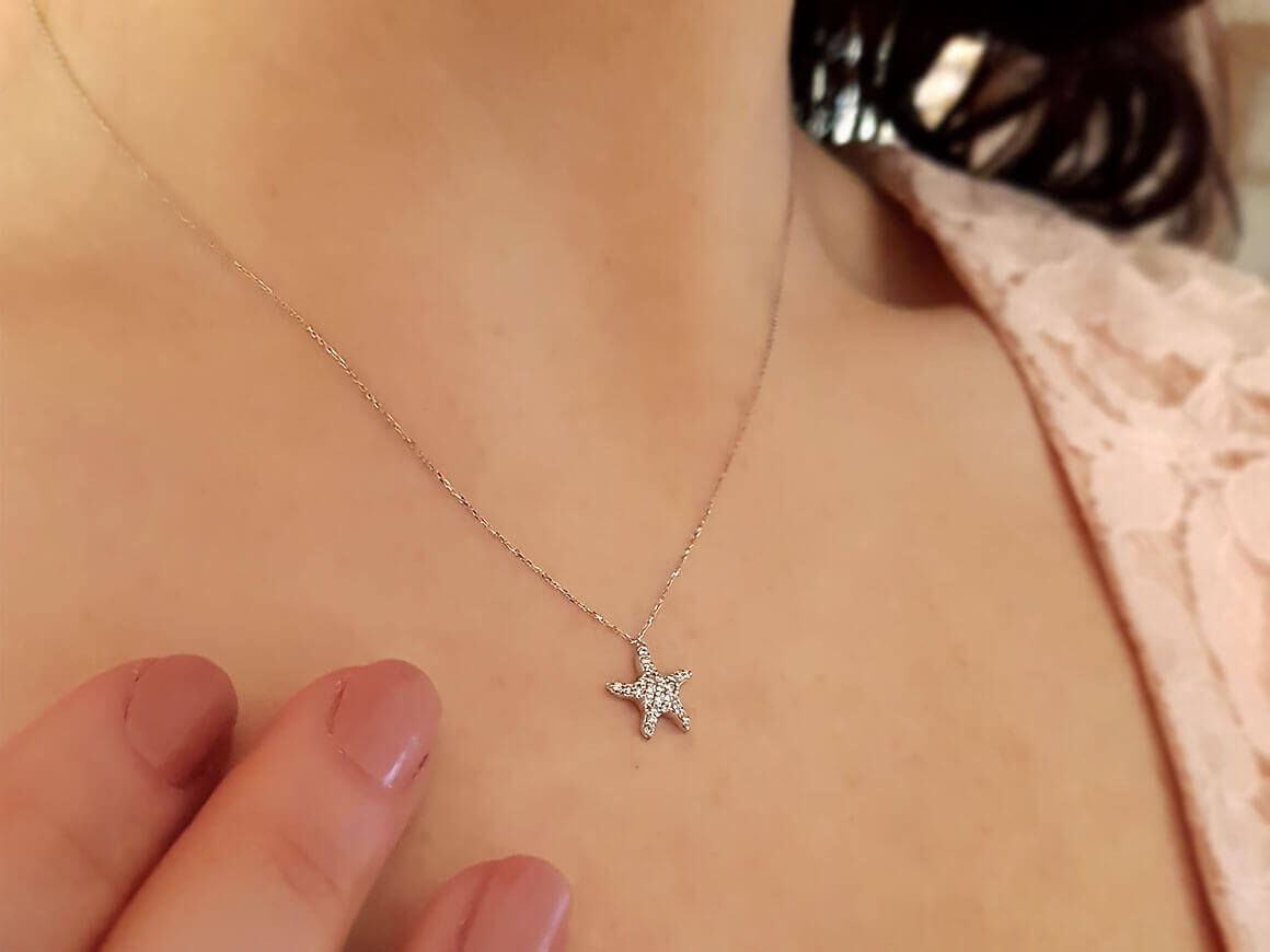 Diamond Starfish Necklace