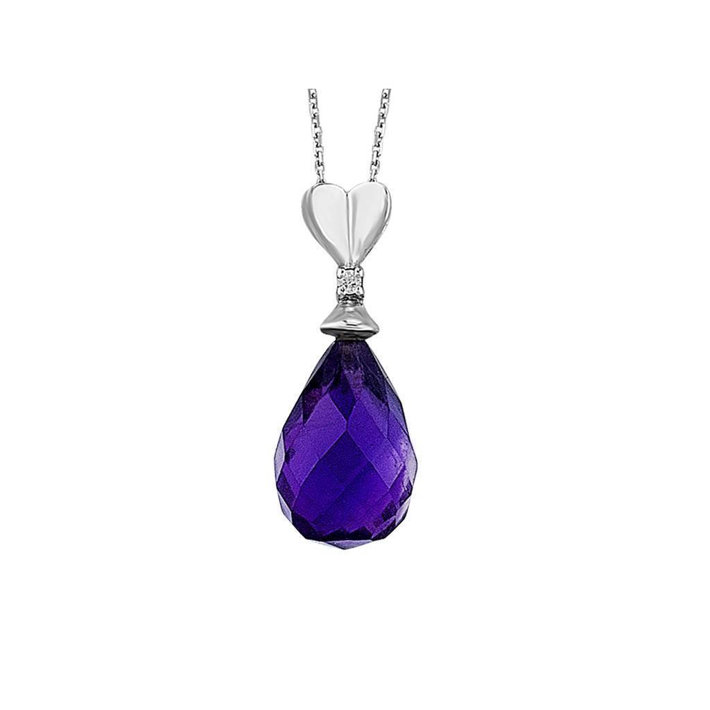Diamond and Drop Amethyst Necklace