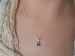 Diamond and Drop Blue Topaz Necklace