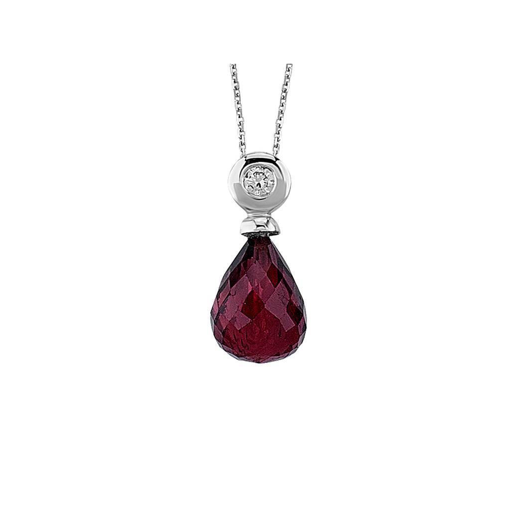 Diamond and Drop Garnet Necklace