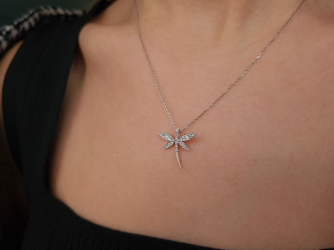 Diamond Dragonfly Necklace