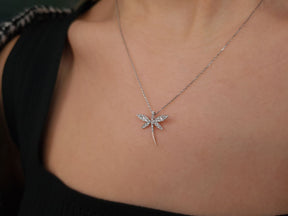 Diamond Dragonfly Necklace