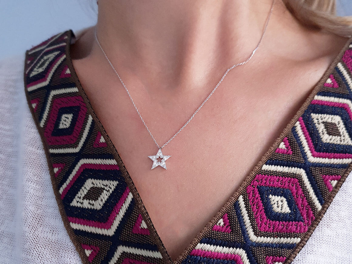 Collier étoile diamant