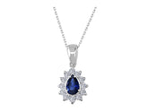 Diamond and drop sapphire necklace