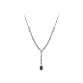 Collier tennis diamant et saphir ovale