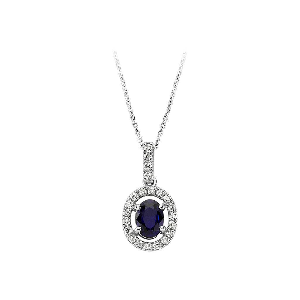 Diamond and Oval Sapphire Necklace
