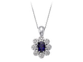 Diamond and Oval Sapphire Flower Necklace
