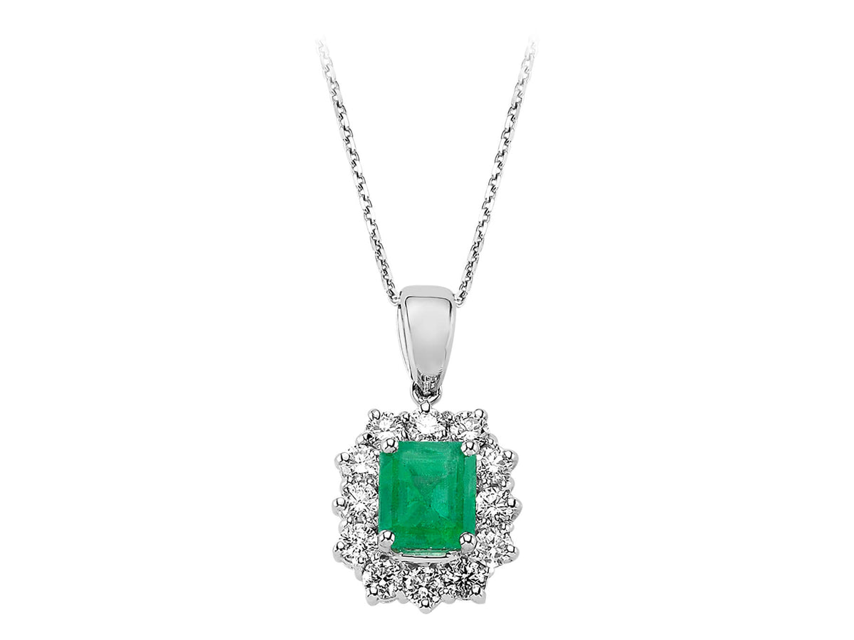 Diamond and Octagon Emerald Necklace
