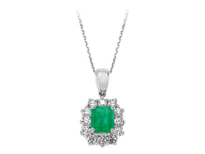 Collier diamant et émeraude octogonale