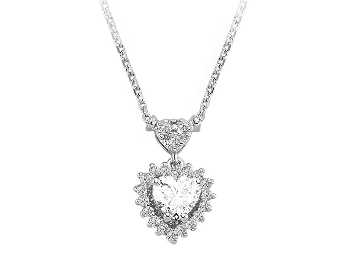 Diamond and Heart White Topaz Necklace
