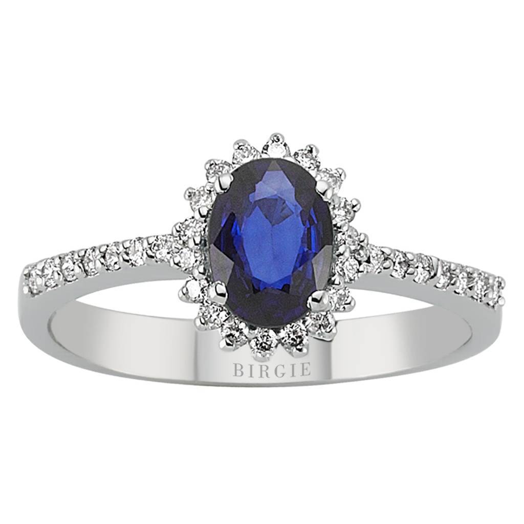 Bague diamant et saphir ovale