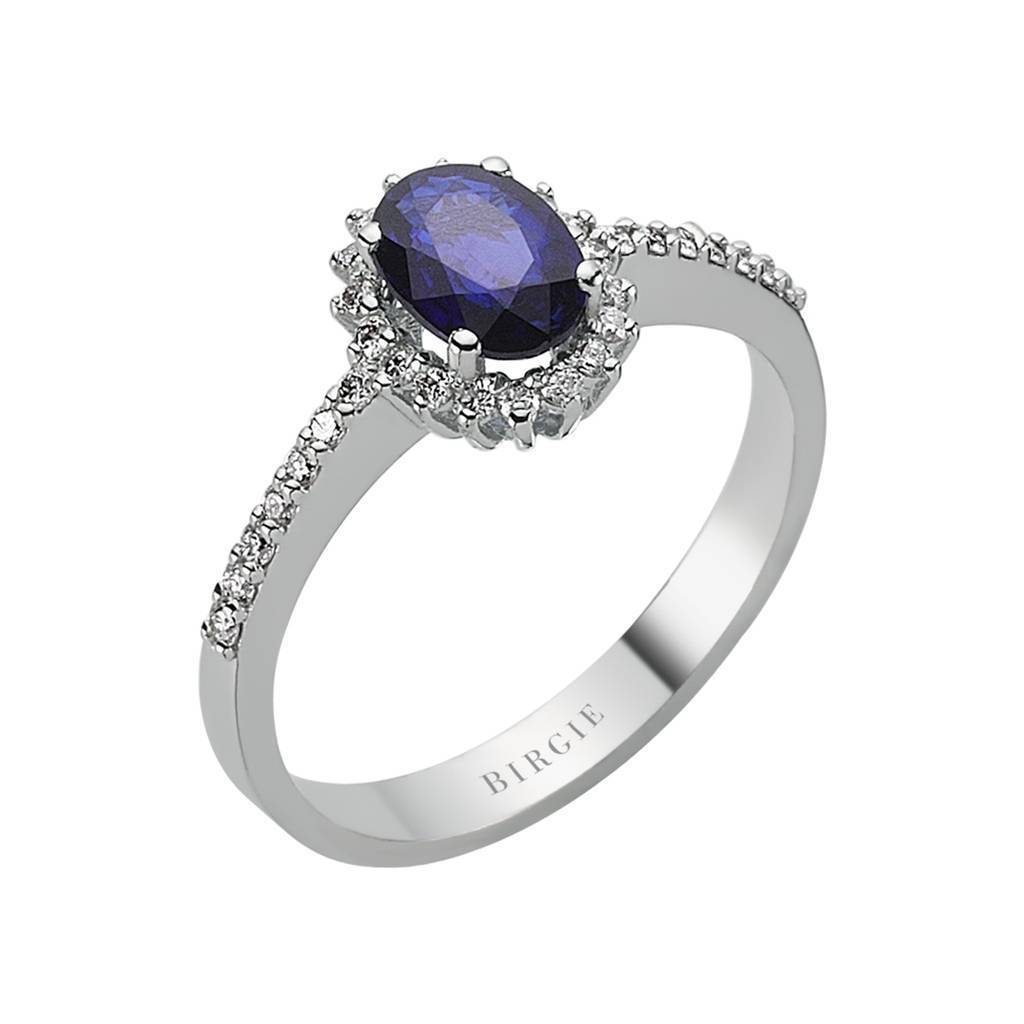 Bague diamant et saphir ovale