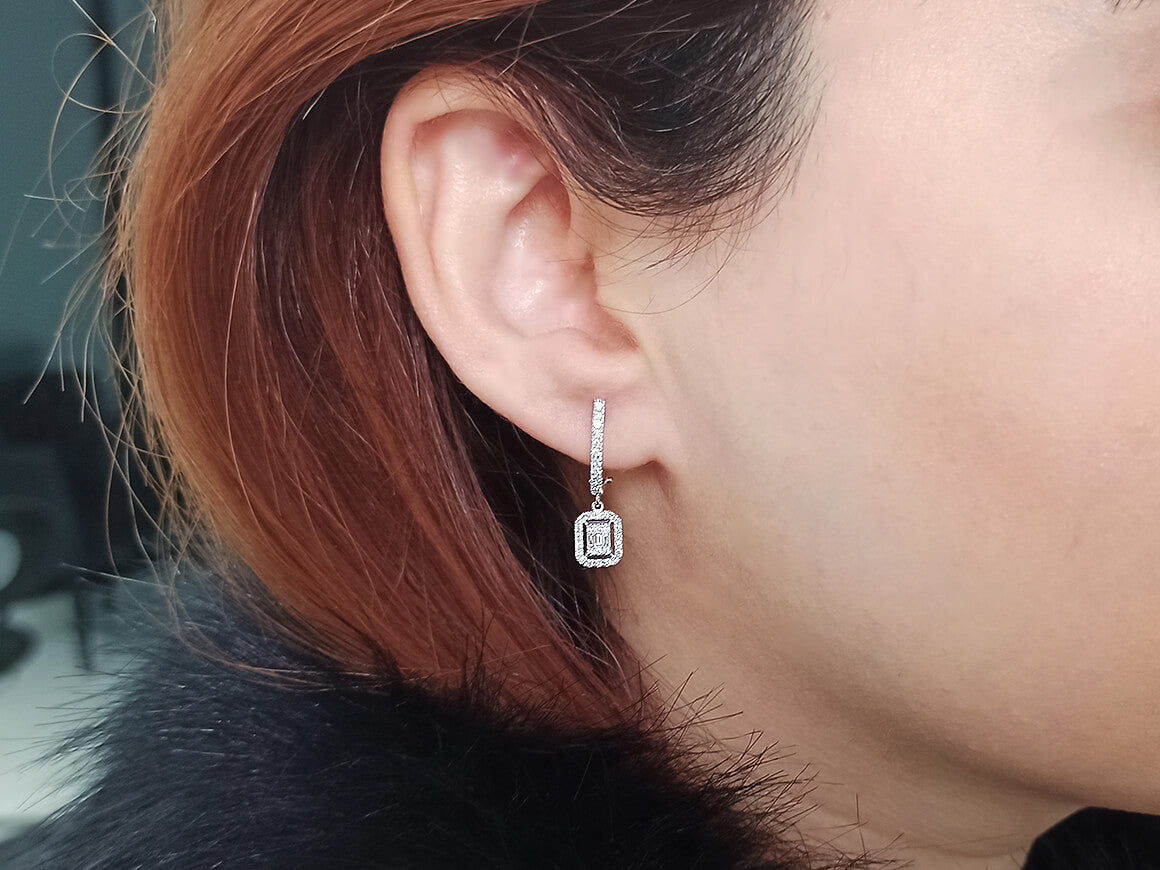 Boucles d'oreilles baguette en diamant de 0,40 carat au total