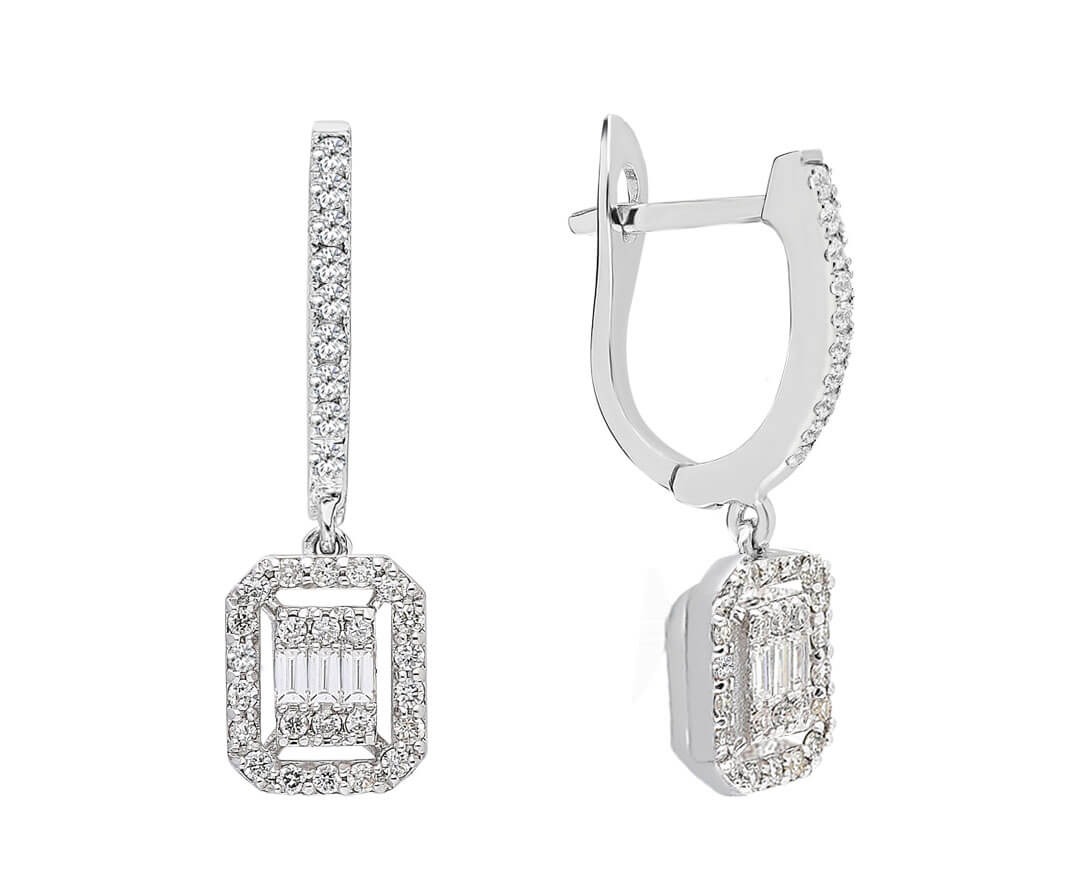 Boucles d'oreilles baguette en diamant de 0,40 carat au total