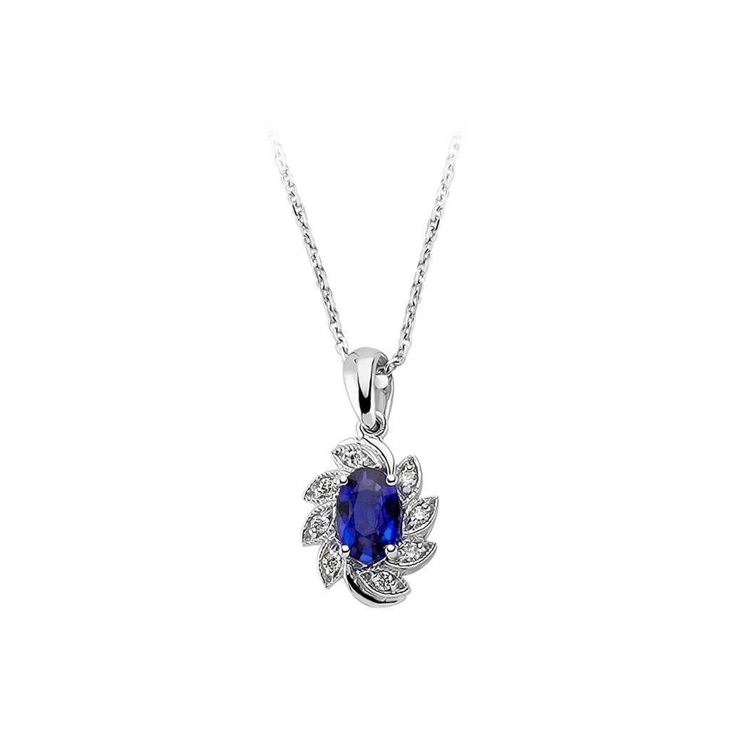 Diamond and Oval Sapphire Necklace