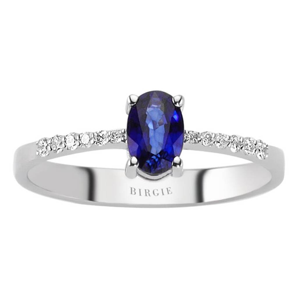 Bague diamant et saphir taille ovale