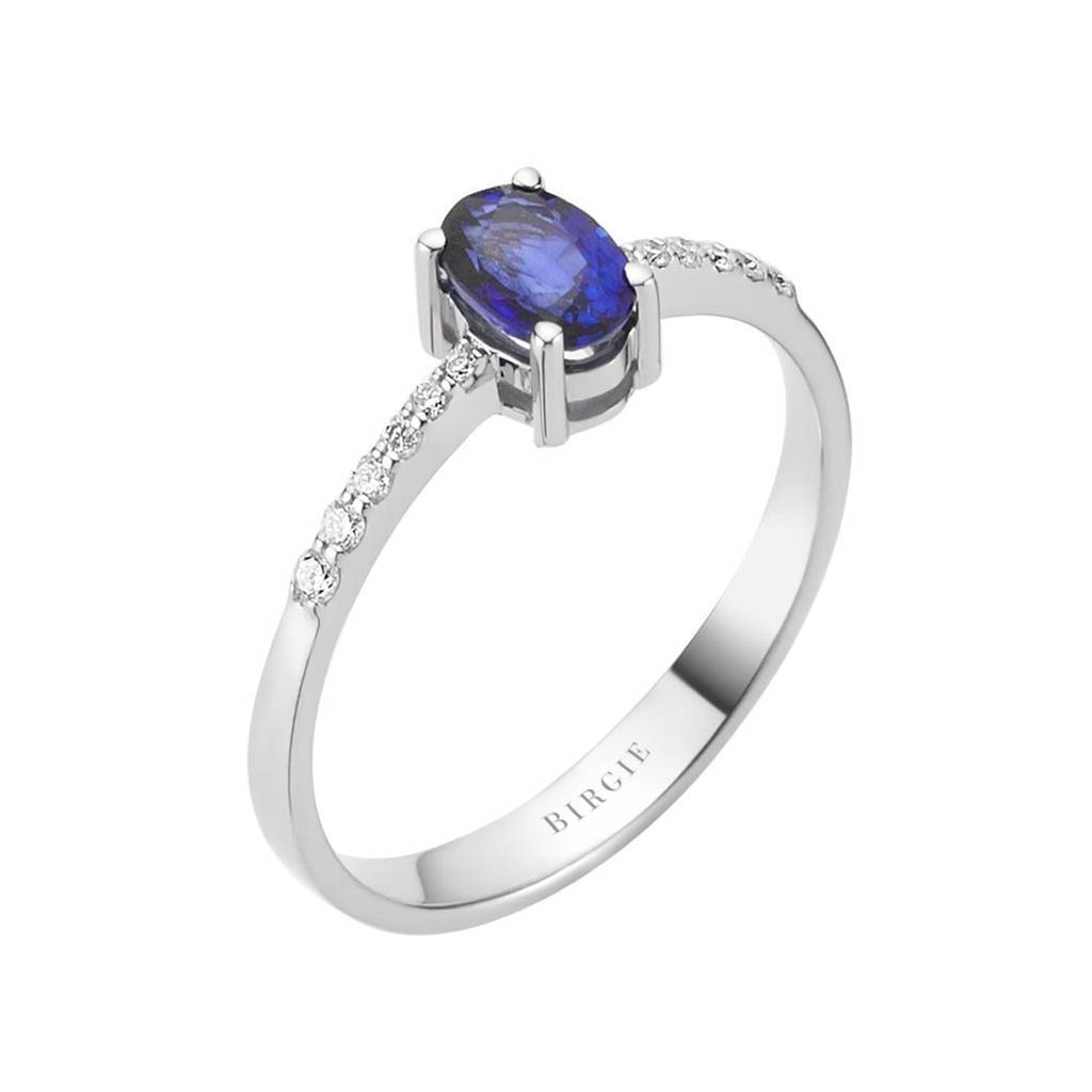 Bague diamant et saphir taille ovale
