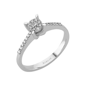 Total 0.17 Carat Diamond Halo Engagement Ring
