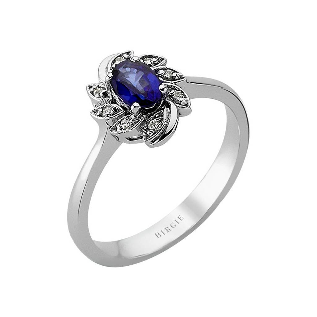 Bague diamant et saphir taille ovale