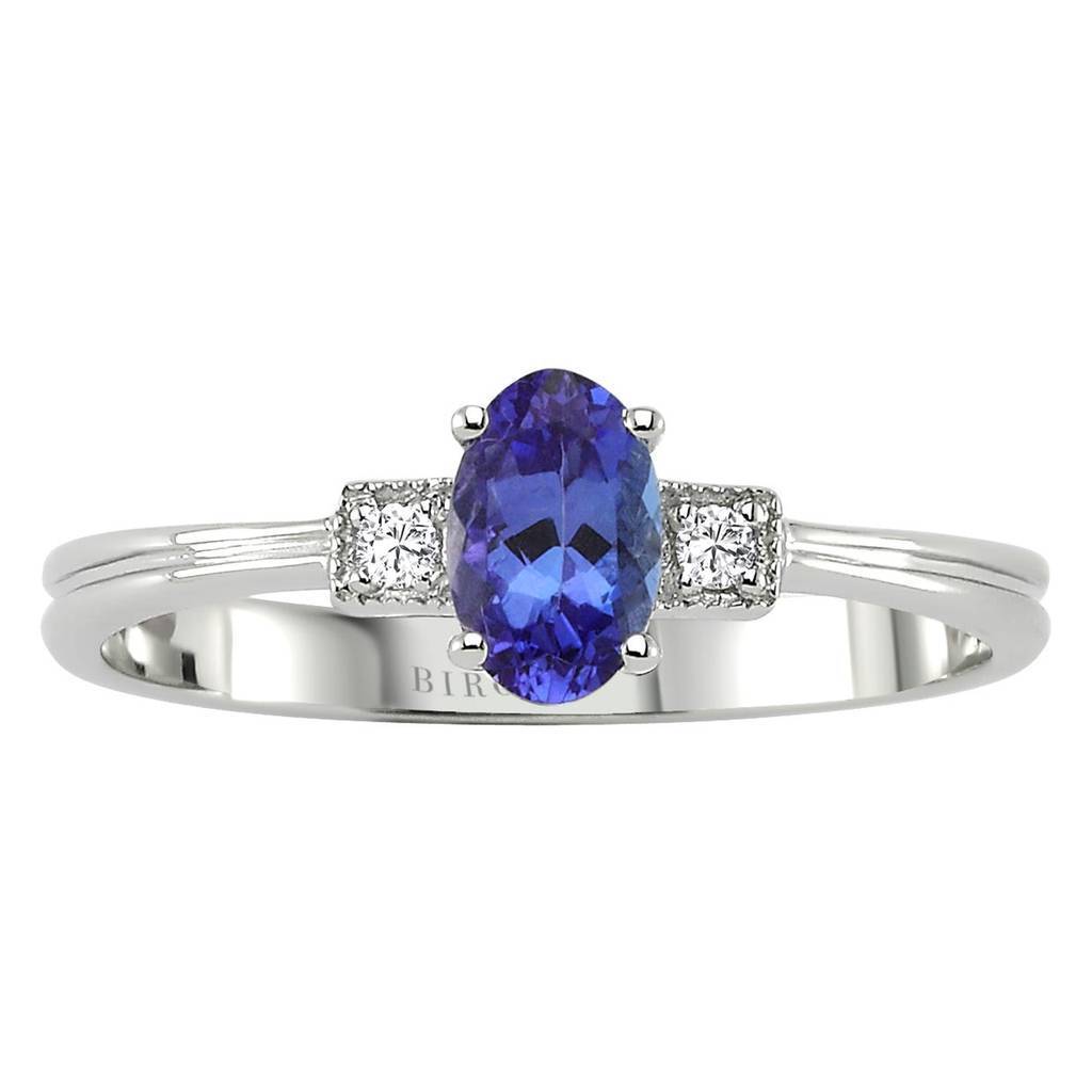 Bague diamant et tanzanite taille ovale