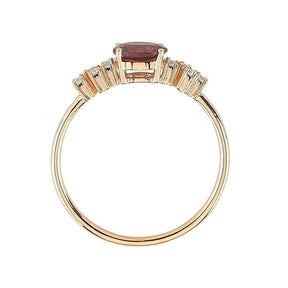 Bague en rhodolite rose et diamant taille ovale