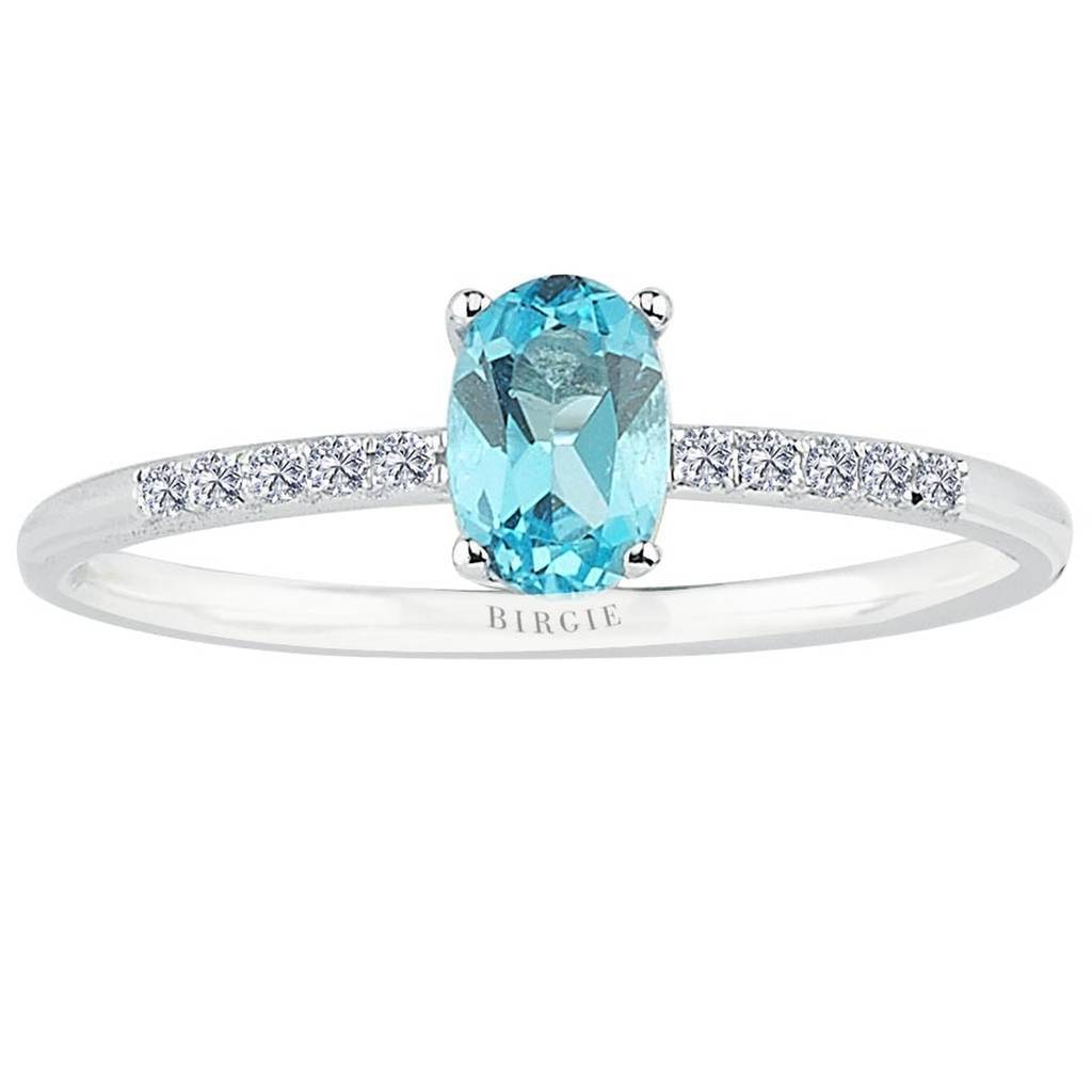 Bague diamant topaze bleue taille ovale