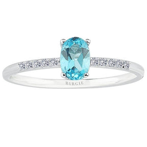 Bague diamant topaze bleue taille ovale