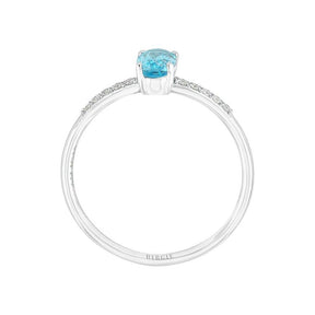 Bague diamant topaze bleue taille ovale