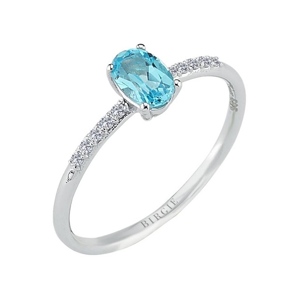Bague diamant topaze bleue taille ovale