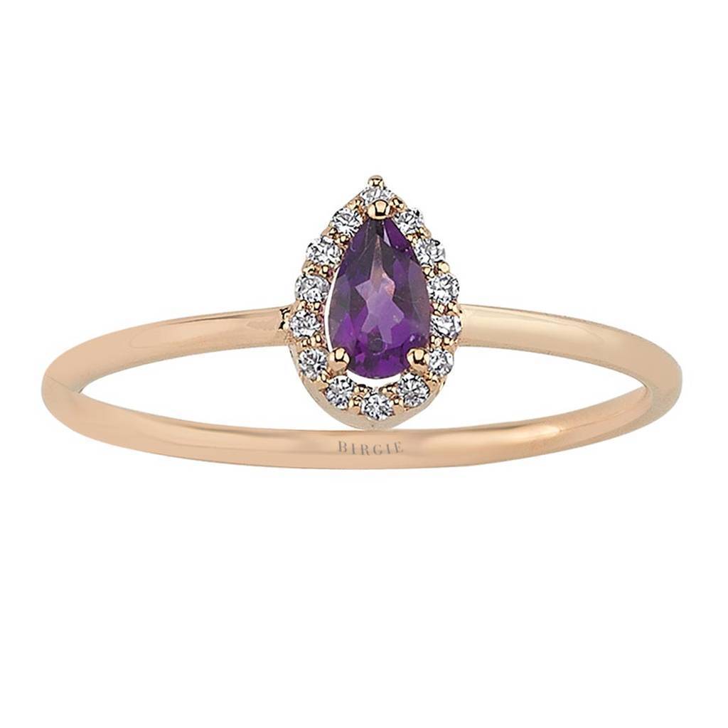 Drop Cut Amethyst and Diamond Ring