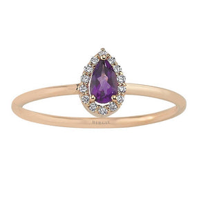 Drop Cut Amethyst and Diamond Ring