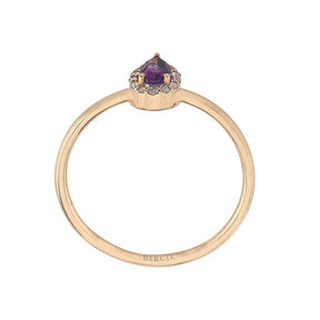 Drop Cut Amethyst and Diamond Ring