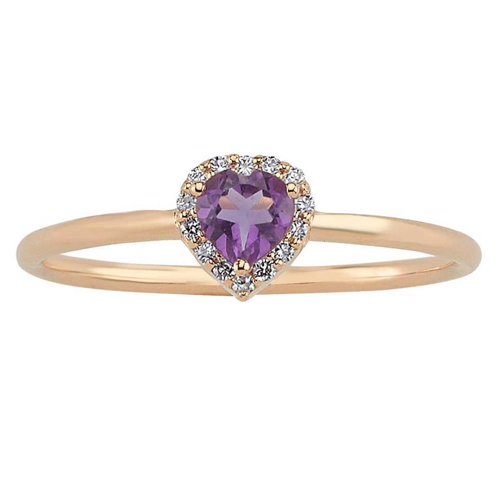 Bague améthyste et diamant taille cœur