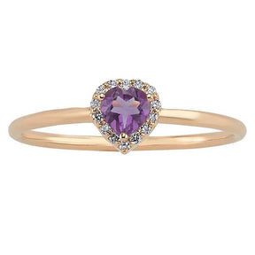 Bague améthyste et diamant taille cœur