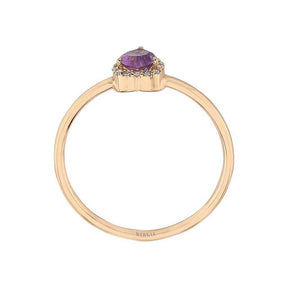 Bague améthyste et diamant taille cœur