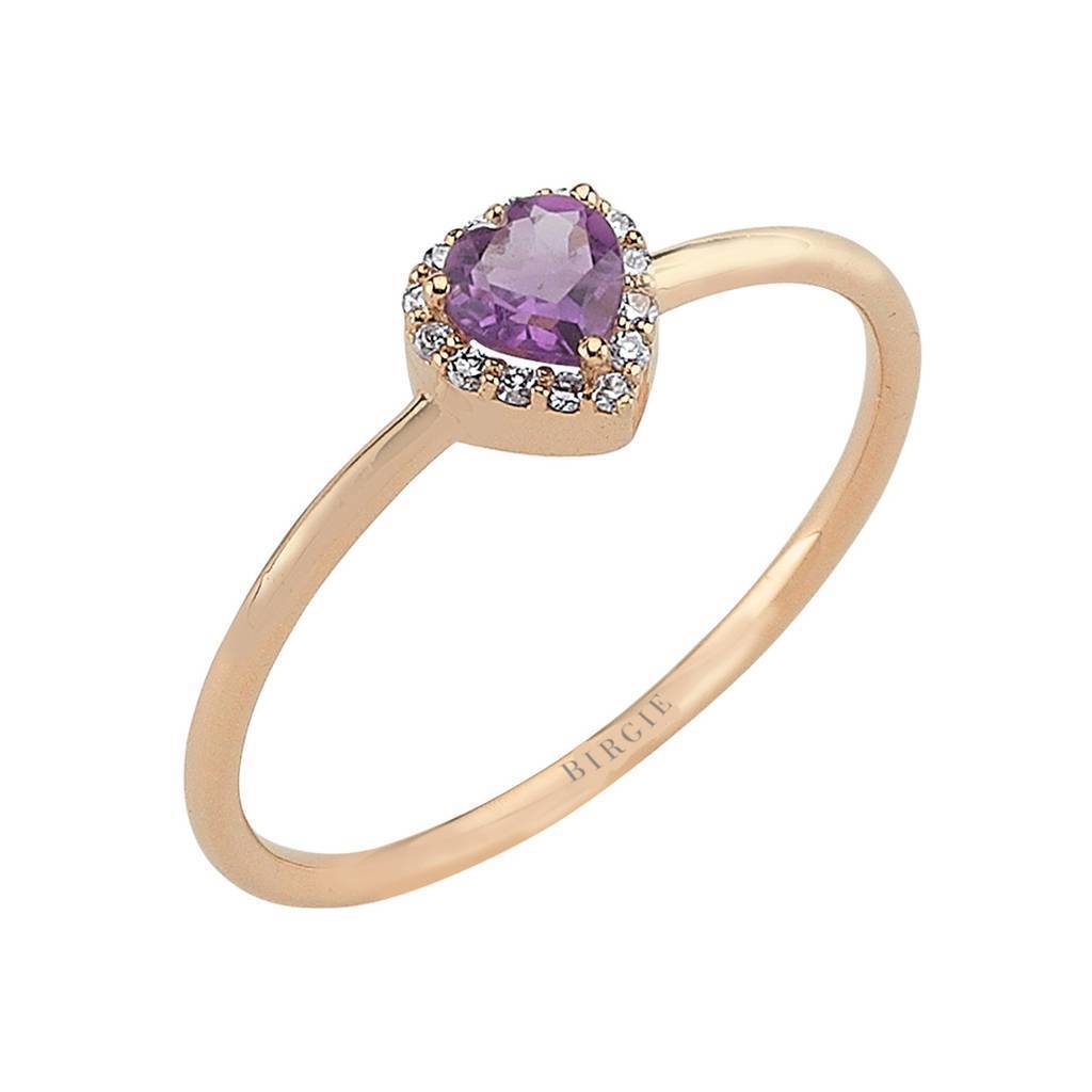 Bague améthyste et diamant taille cœur